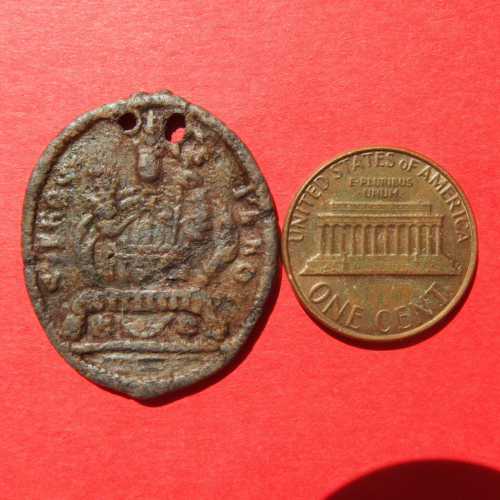 1600s UNKNOWN RELIGIOUS MEDAL FOUND † UNIDENTIFIED ICONOGRAPHY †