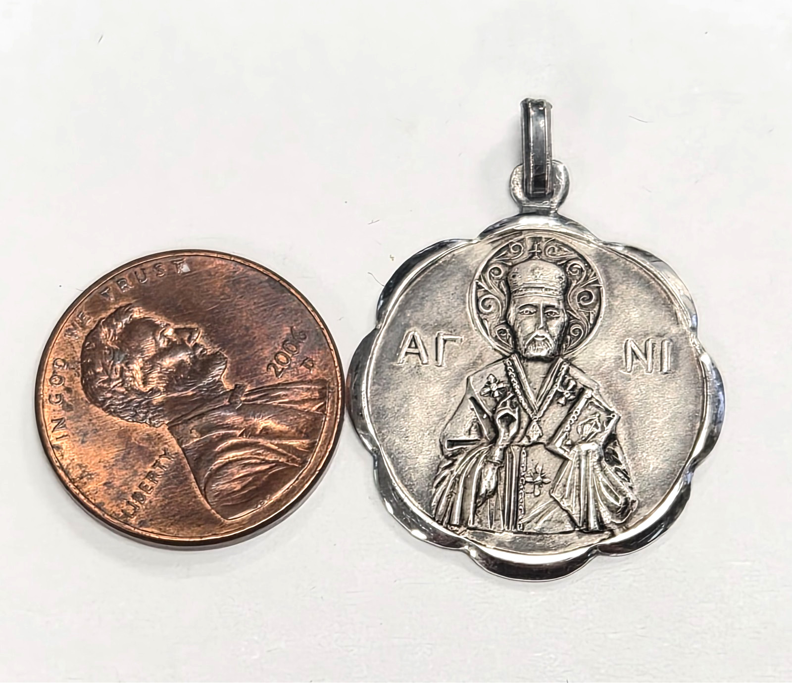 Antique Catholic 900 Sterling Silver Saint Joseph Medal / Pendant