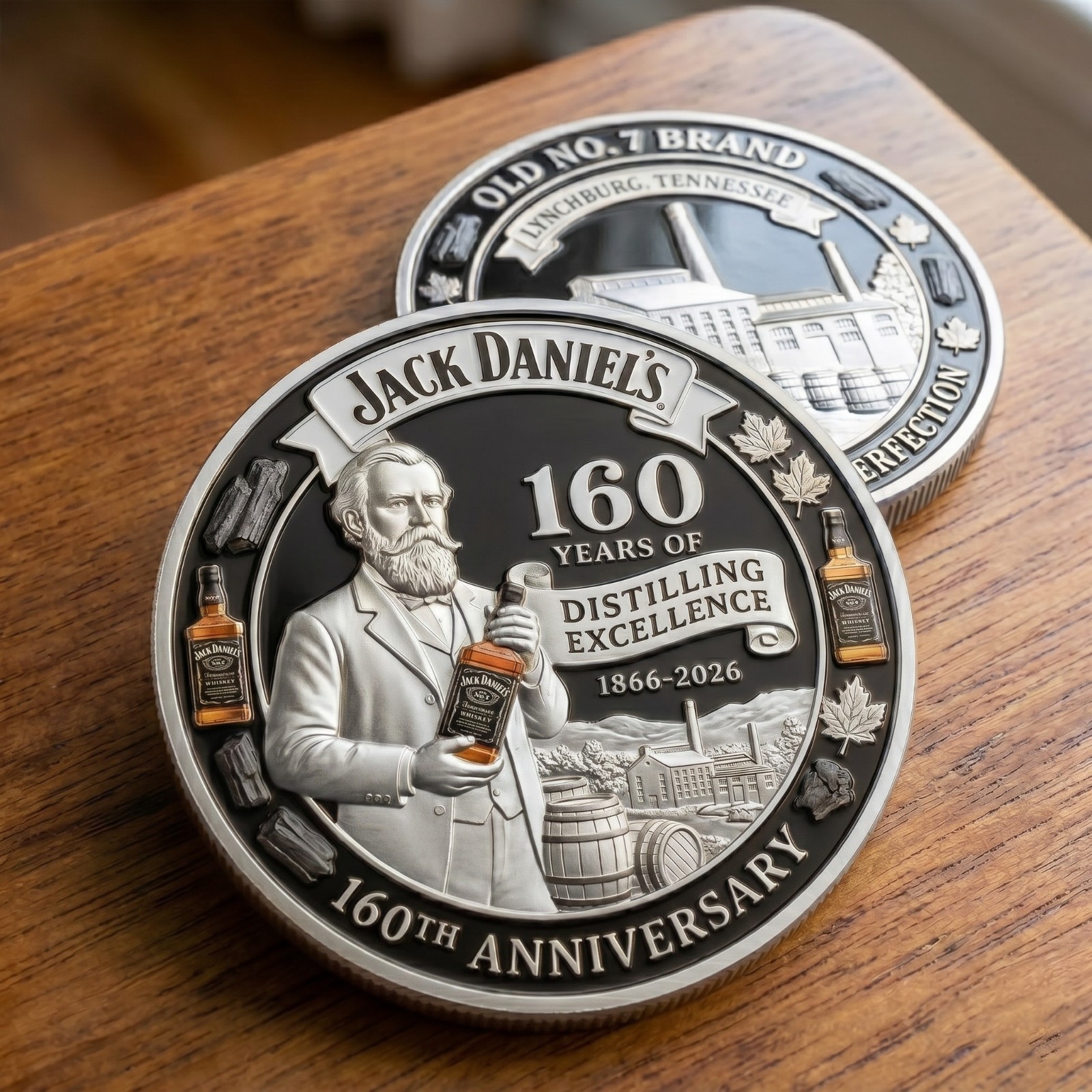Jack Daniel’s 160th Anniversary Coin 1866-2026 Whiskey Distillery Challenge Coin
