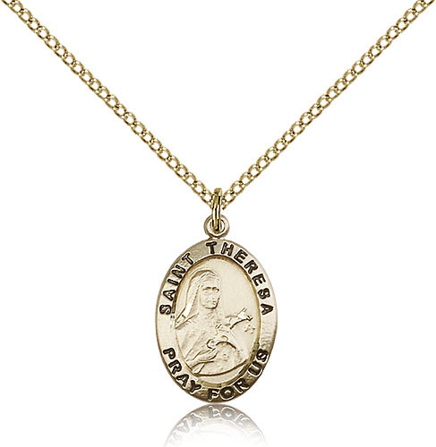 Saint Theresa Medal For Women – Gold Filled Necklace On 18 Chain – 30 Day Mo…
