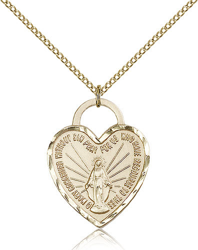 Our Lady of Miraculous Medal Pendant For Women – Gold Filled Necklace with 18…