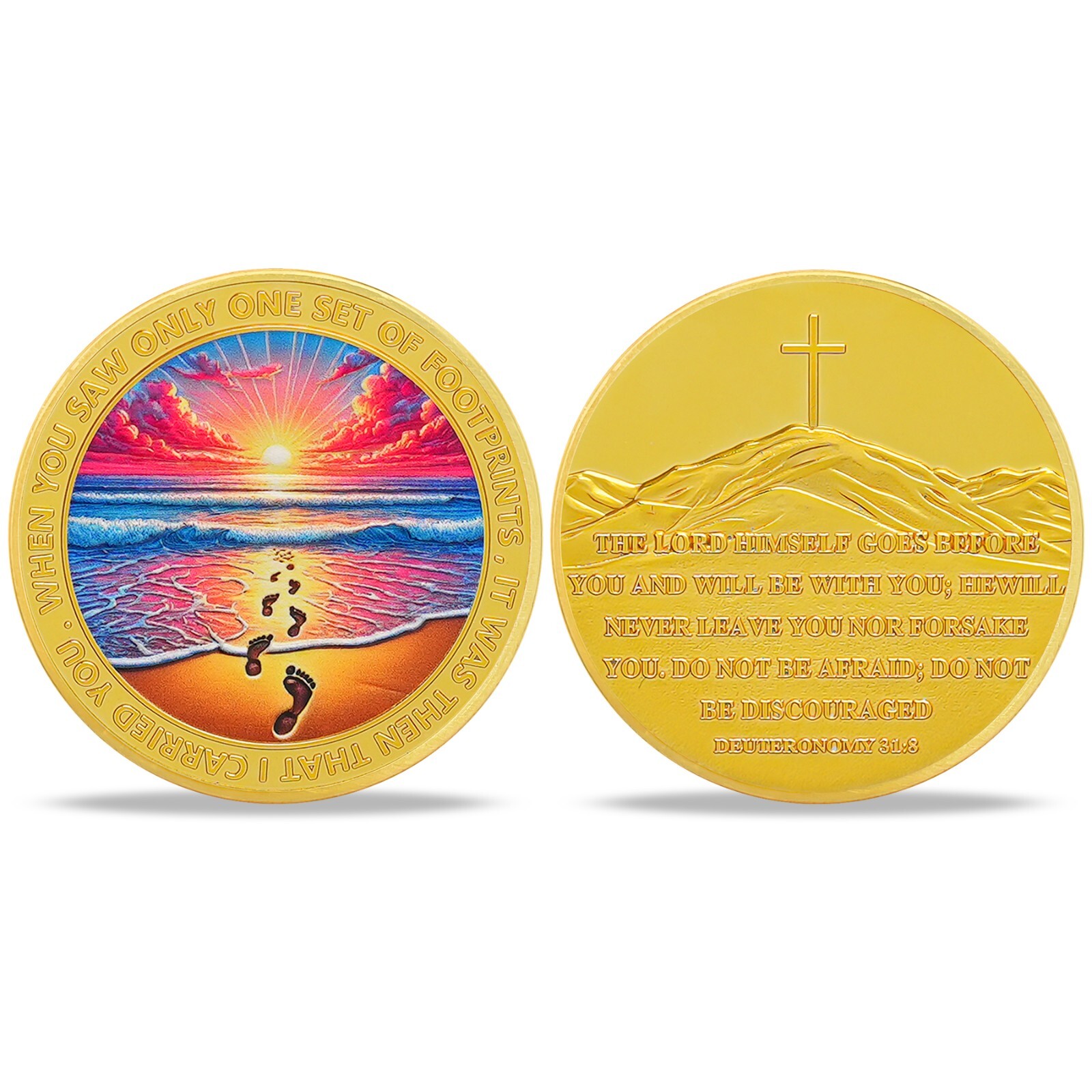 Footprints in the Sand Coins 5Pack – Christian Bible Verse Challenge Coin Medals