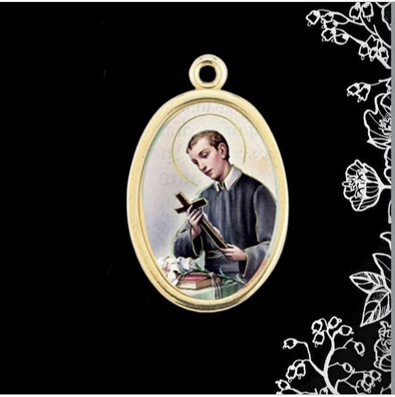 St Gerard Gold Tone Medal Gold Foil Full Color Photo Pendant Jewelry Charm