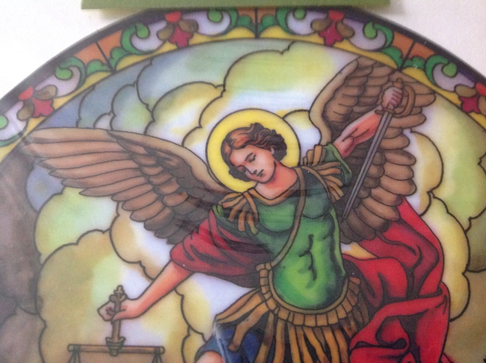 ARCHANGEL ST MICHAEL Protection Catholic Window Sticker Cling Color 5-3/4″