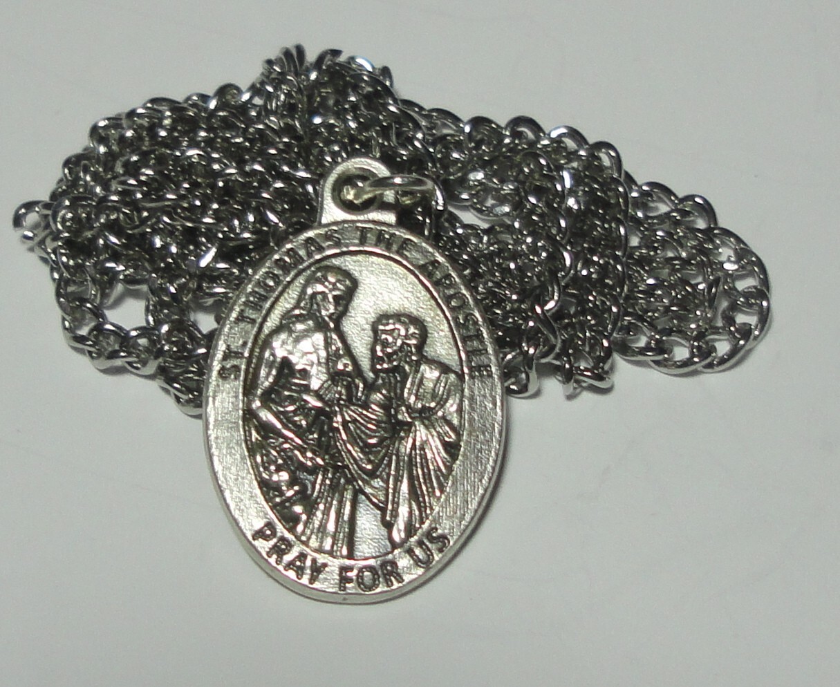 St Thomas Holy Medal on Chain “My Lord & My God” Patron of Builders & the Blind