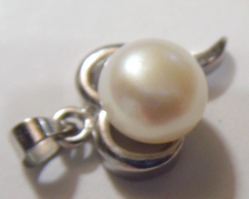 1950s vintage 18k white gold plated nice pearl jewelry pendant 54516