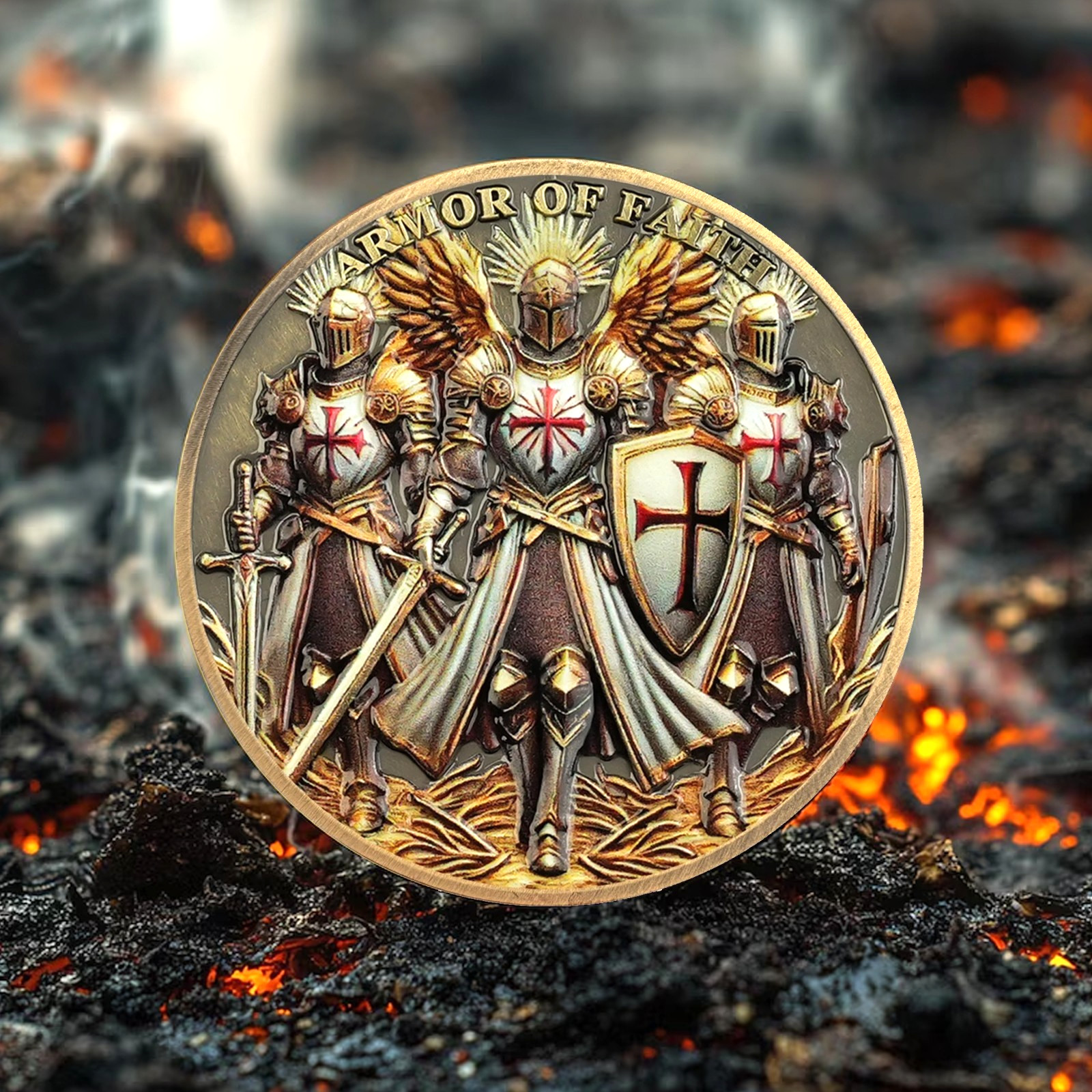 The Knights Templar Christian Challenge Coin Ephesians 6:11 Verse Religious Coin