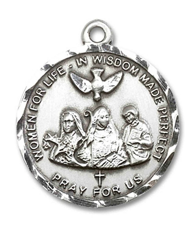 Sterling Silver 3 Doctors Women For Life Medal Pendant Necklace 24″Chain GiftBox