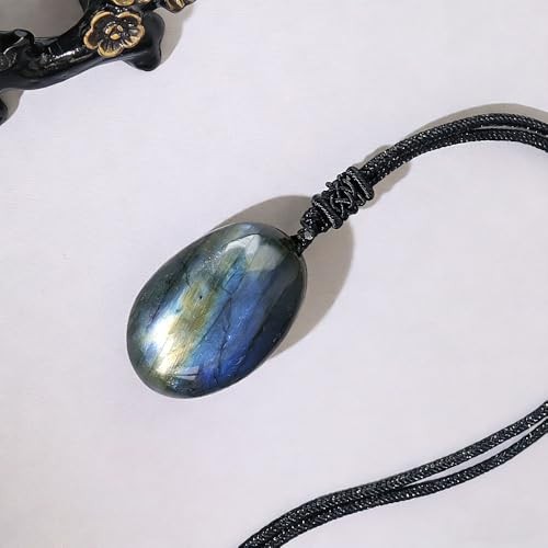 Anjiucc Natural Gemstone Tree of Life Black Obsidian/Golden Obsidian Pendant