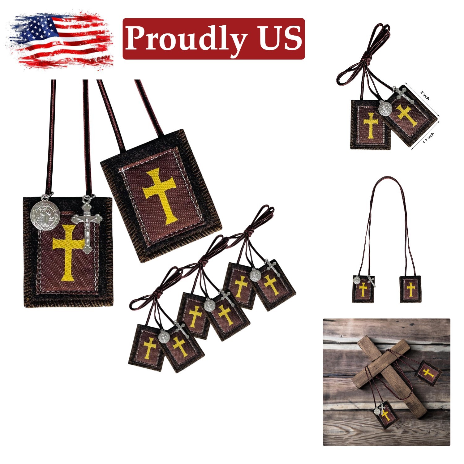Classic Brown Wool Scapular Set – Ideal Gift for First Communion & Confirmation