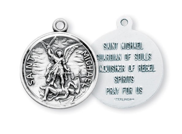 Needzo LTG 15/16″ Mens Sterling Silver Stunning Round Saint Michael Medal