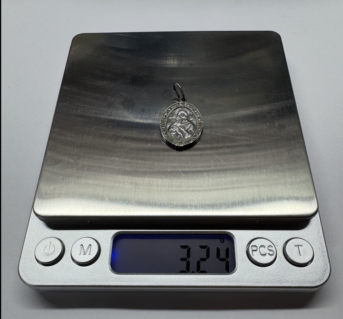 Orthodox Silver 925 Pendant Double Sided Virgin Mary & Crucifix Medallion