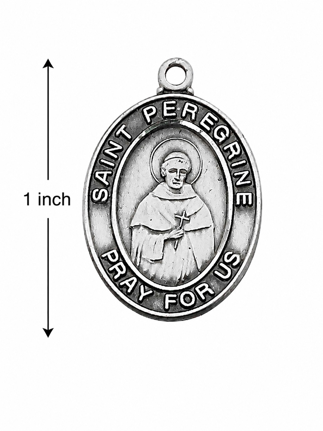 Saint Peregrine Medal Sterling Silver Pendant 18 Inch Necklace Catholic Chain