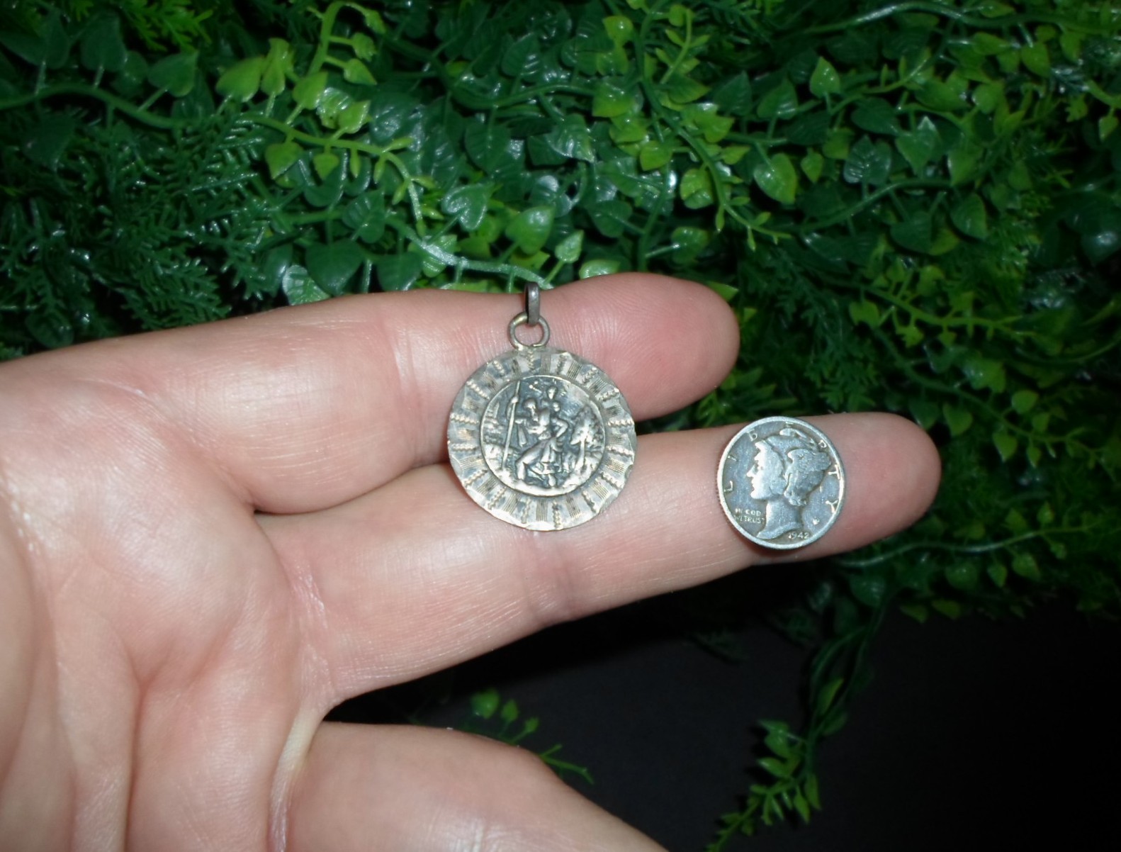 Vintage Sterling silver – ST CHRISTOPHER San Cristobal – pendant MEDAL – MEXICO