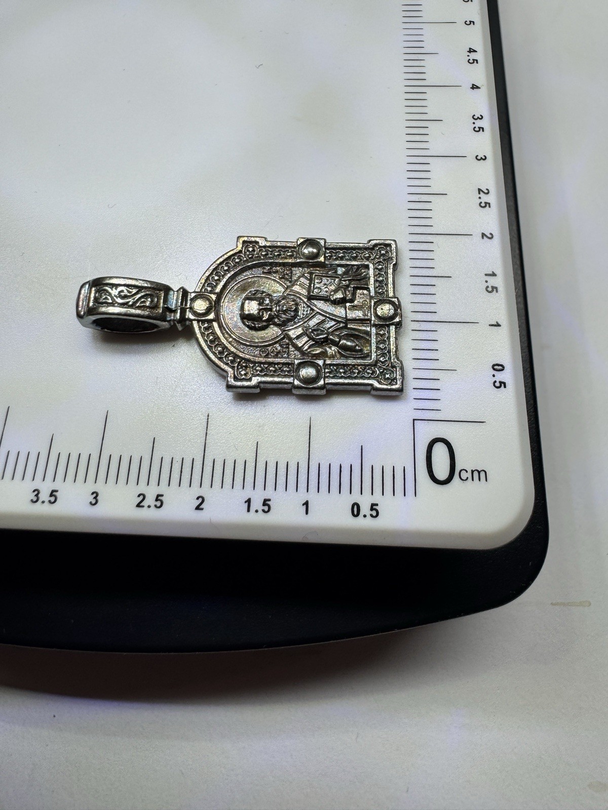 Orthodox Saint Nicholas Medal Silver 925 Christian Amulet Prayer Pendant 5.1g