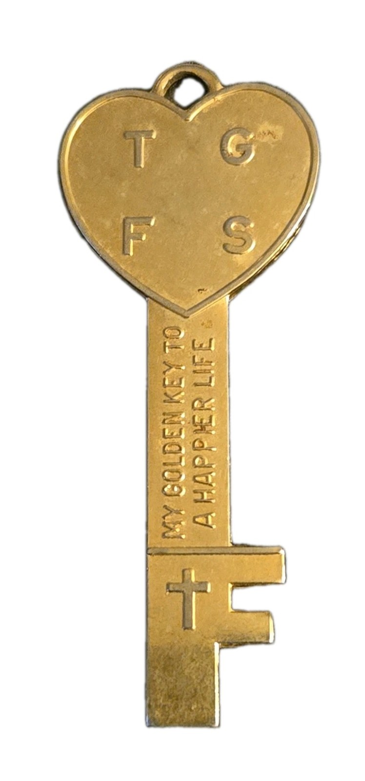 2 VINTAGE CATHOLIC GOD ANSWERS PRAYER BRASS GOLD TONE RELIGIOUS KEY MEDAL 2 LOT