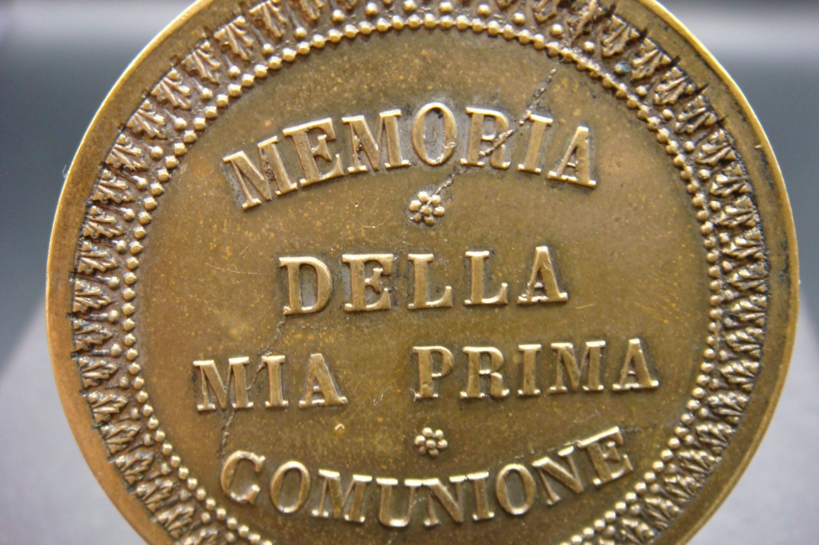 Rare Antique Italian First Holy Communion Commemorative Medal St. Aloysius