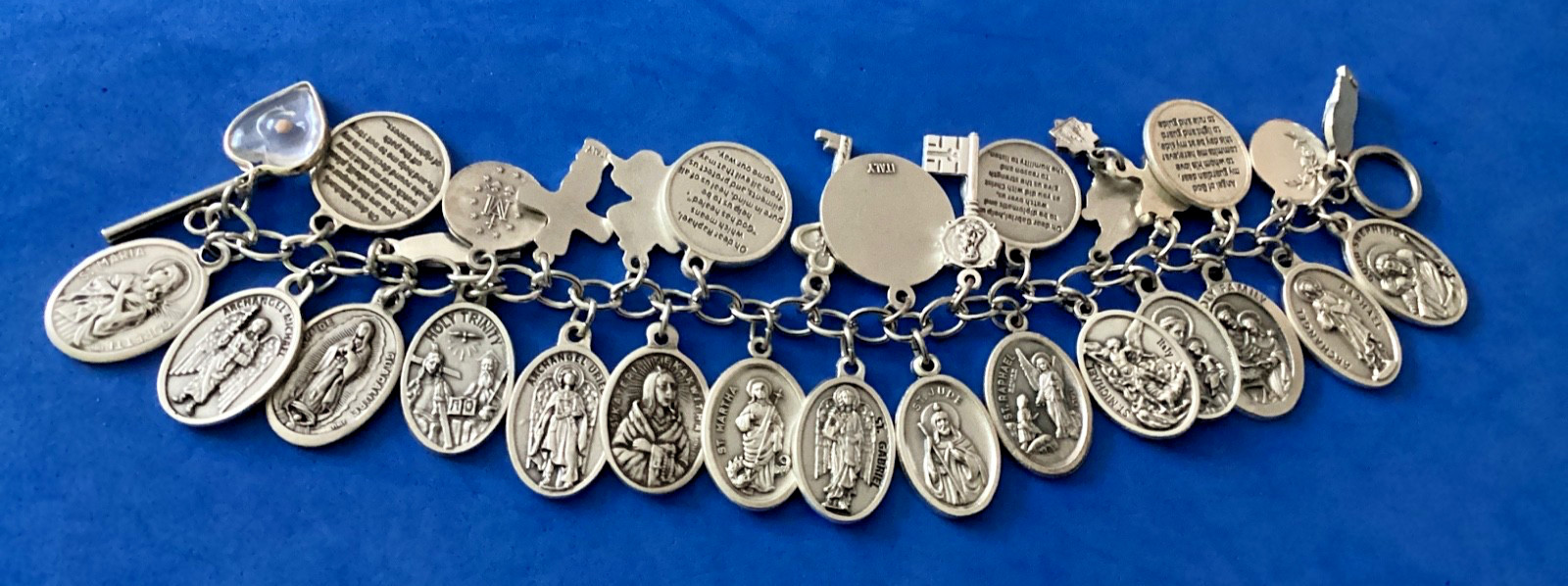Custom Religious Saint Medal Charm Bracelets Lot Archangels Michael Raphael A2