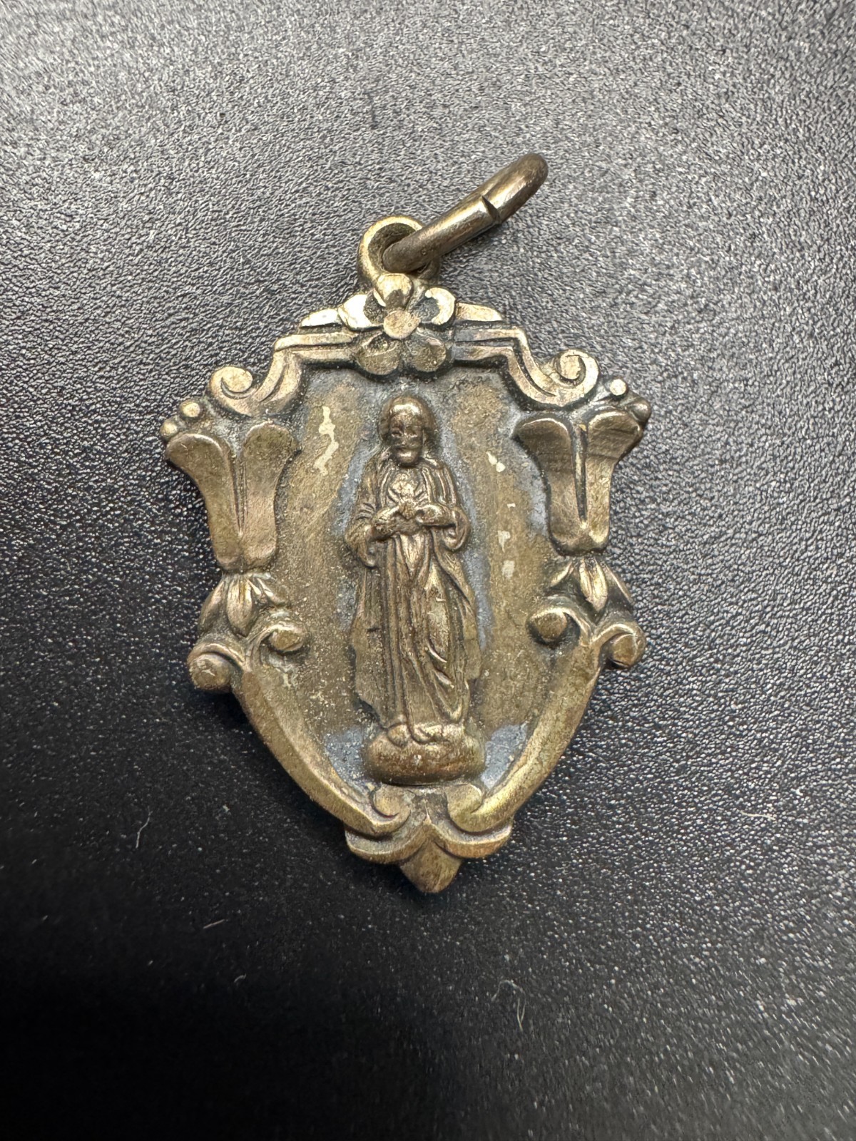 Vintage Creed Sterling Silver 925 Sacred Heart Of Jesus Medal Charm Pendant