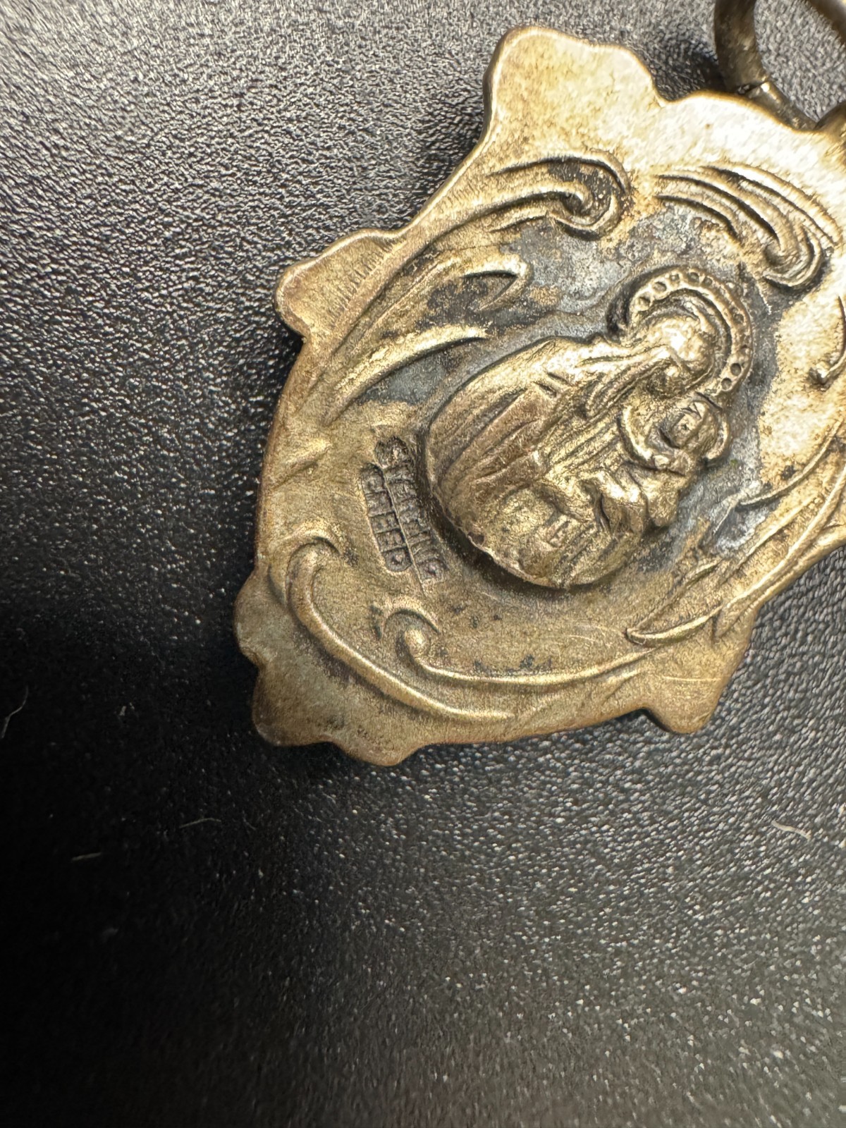 Vintage Creed Sterling Silver 925 Sacred Heart Of Jesus Medal Charm Pendant