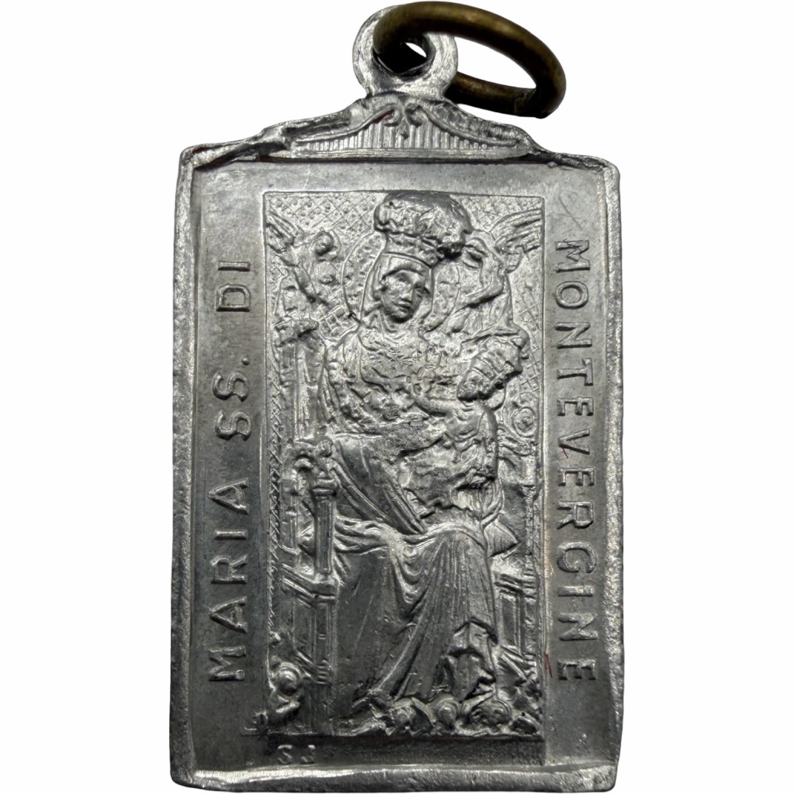 Vintage Maria SS Di Montevergine St Anastasius Aluminum Medal Pendant Italy