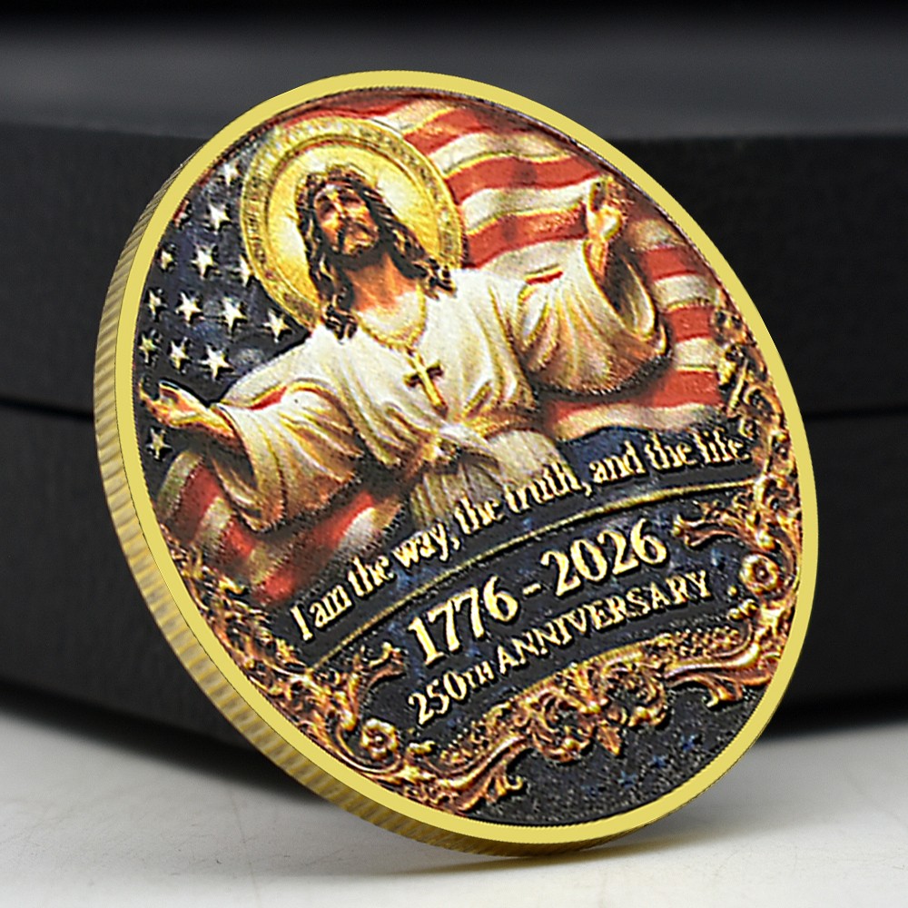 Jesus American Flag 250th Anniversary Commemorative Coin – Christian Gift
