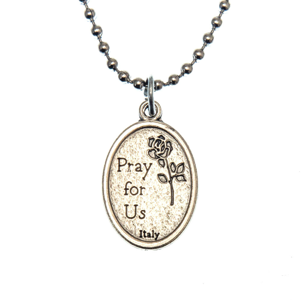 Patron Saint St Joseph Pray For Us 1″ Medal Pendant Necklace 24″ Chain Italy