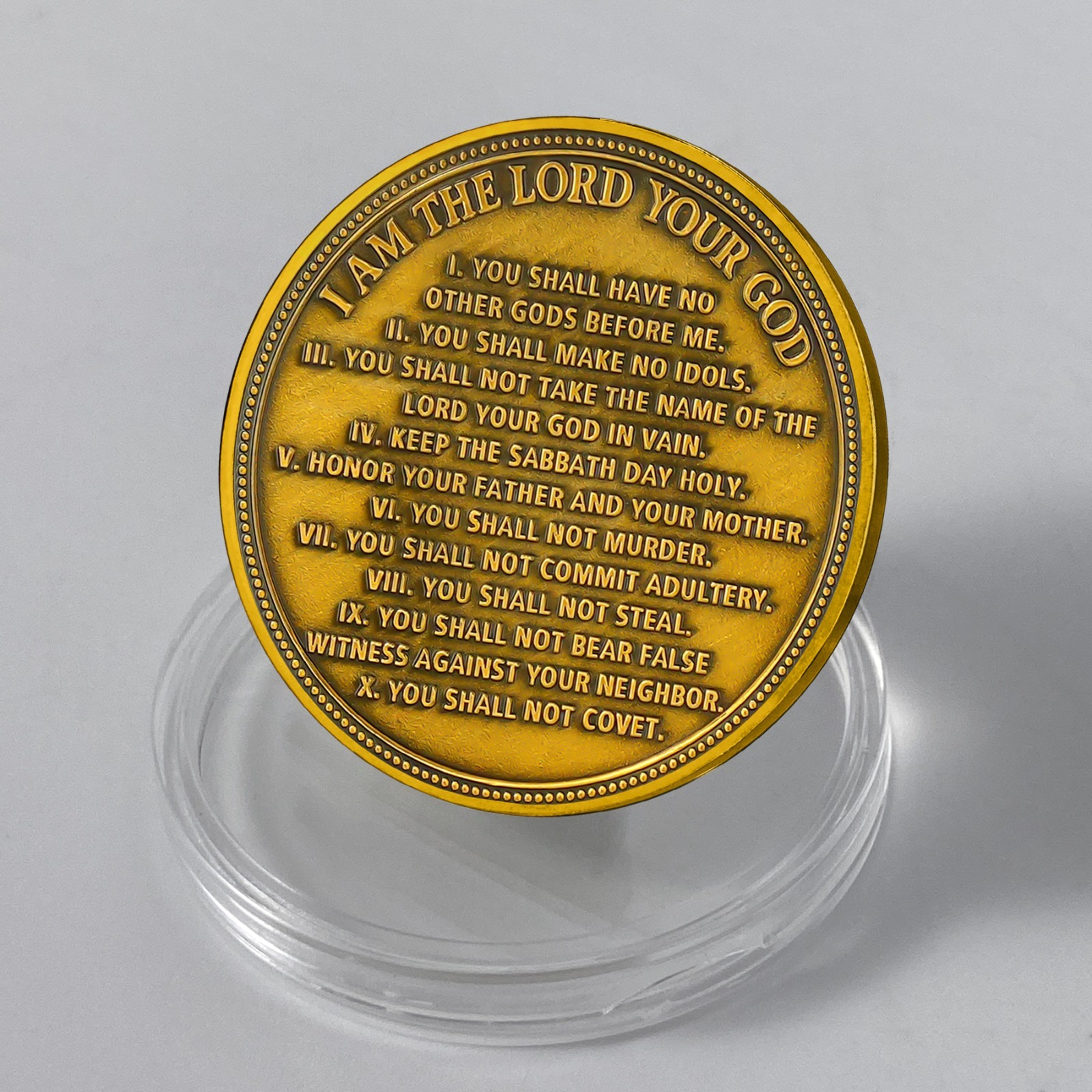 5pcs Christian Challenge Coin Ten Commandments Themed Exodus 20:1-17 Verse Coin