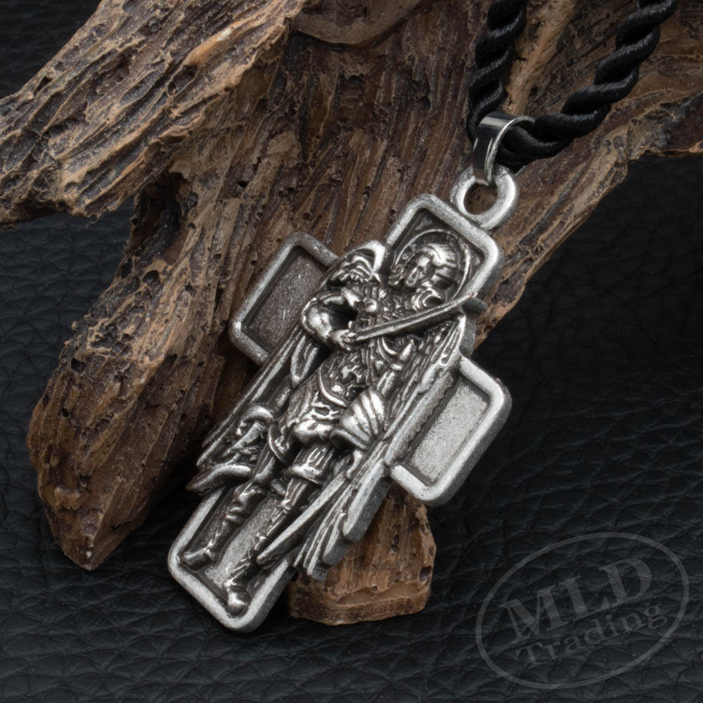 Archangel Patron Saint St Michael Battle Cross Pendant Necklace For Protection