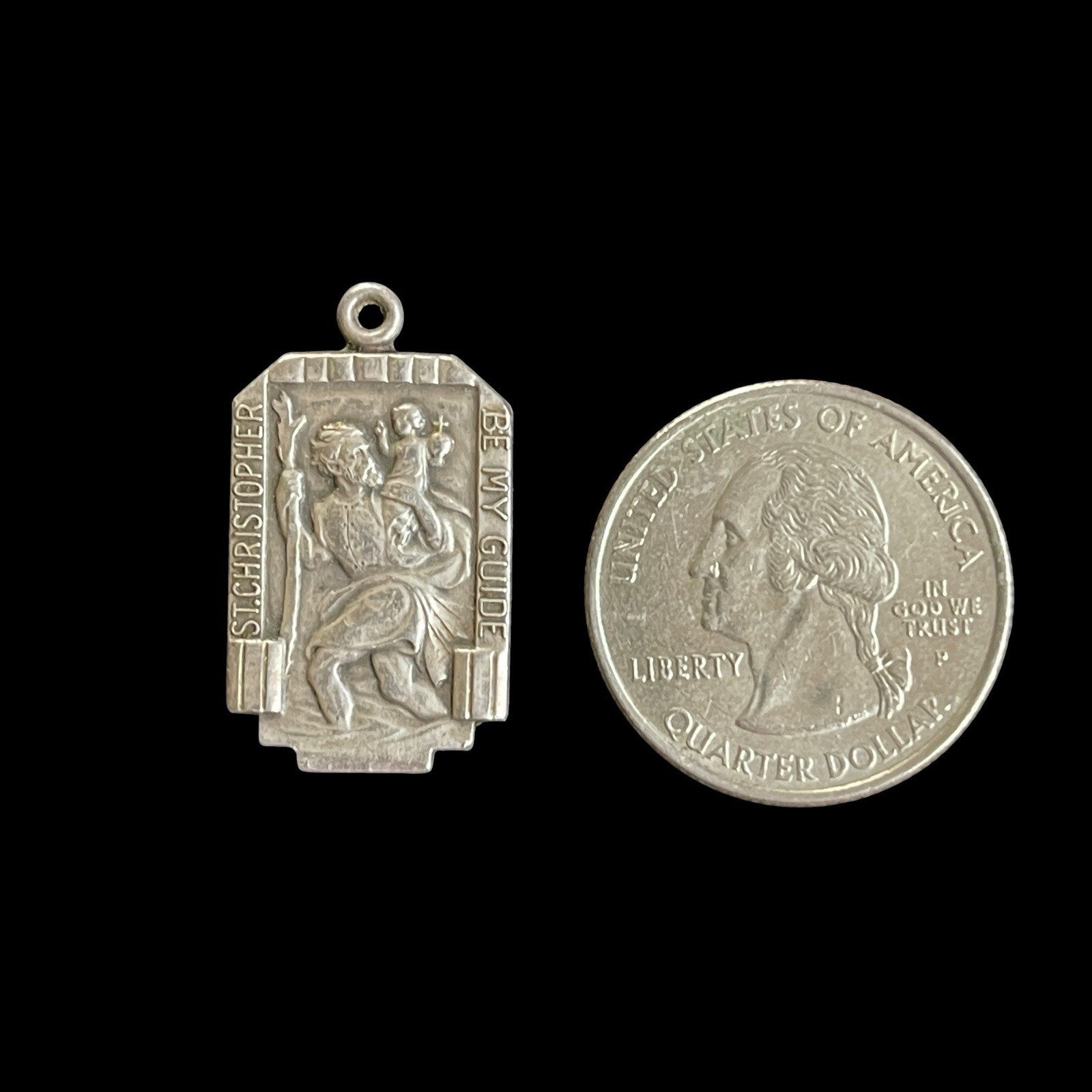 Sterling Silver St Christopher Pendant BLI Travelers Medal 925 Religious Charm