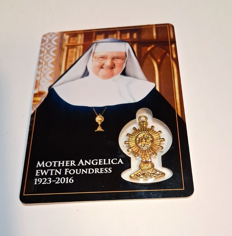 Mother Angelica Pendant and Holy Card Gift Set Catholic Ewtn Religious Jewelry
