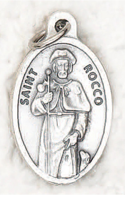 Saint St. Rocco (Roch) – Pray for Us – Ox Italian Silver tone 1 inch Medal 0119
