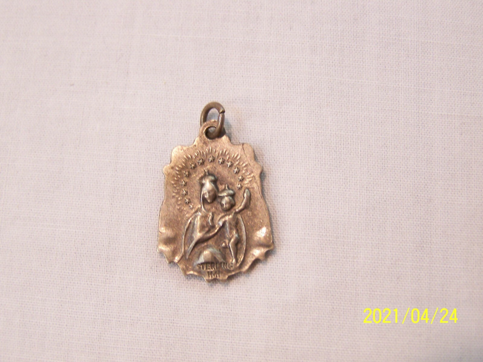 VINTAGE Sacred Heart Of Jesus & Our Lady Of Mount Carmel MEDAL ~ HMH STERLING