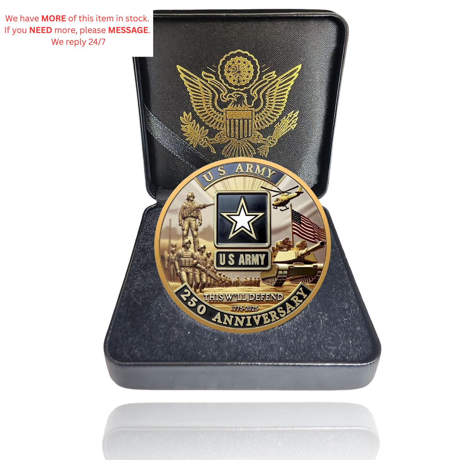 250th Anniversary Army Coin Navy 1.57 Inches, Gold Father’s Day Gift for Dad