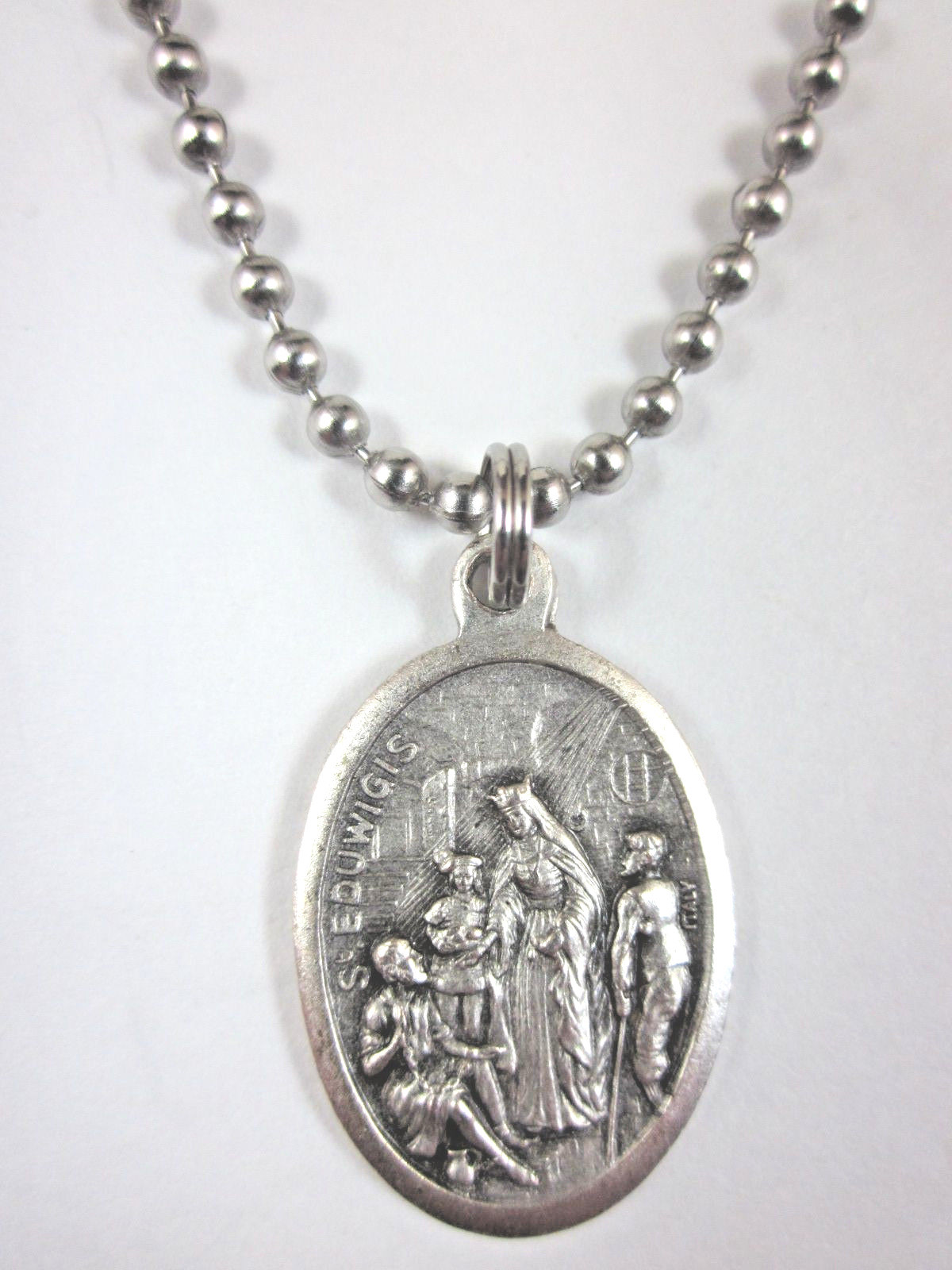 St Hedwig Eduwigis Medal Pendant Necklace 24″ Ball Chain Gift Box & Prayer Card