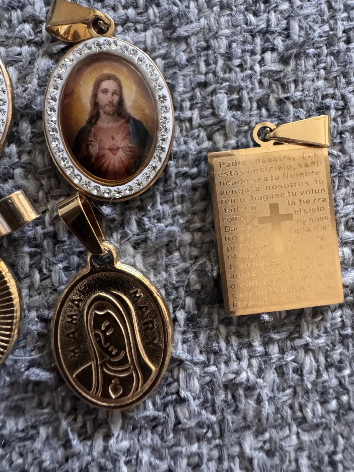 Lot of Religious Pendants Charms, Virgin Mary, Last Supper Jesus Stainless Steel