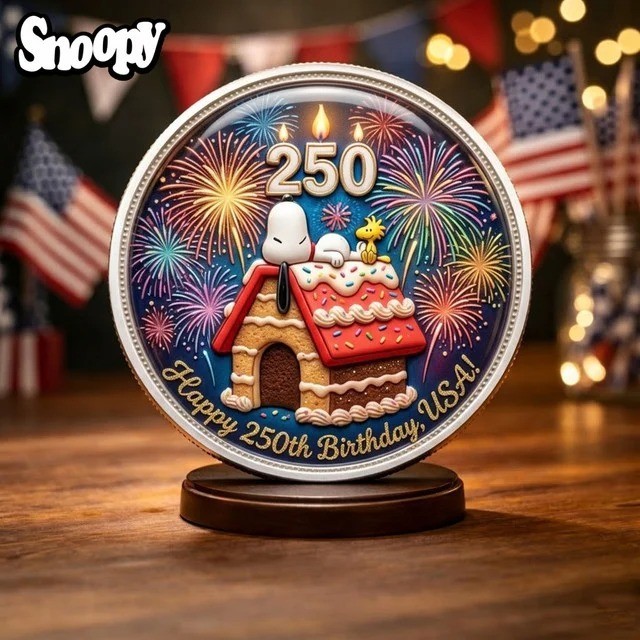 Happy 250th Birthday USA Snoopy Gold Coin America 250 Years 1776-2026 Medal Gift
