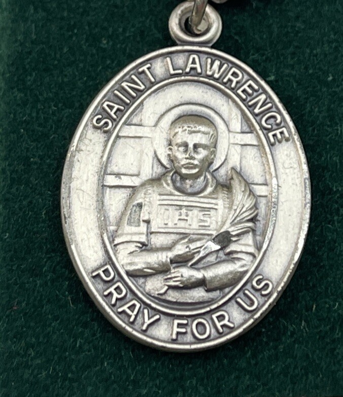 Saint Lawrence Sterling Silver Pendant Stainless Steel Chain Pray For Us New