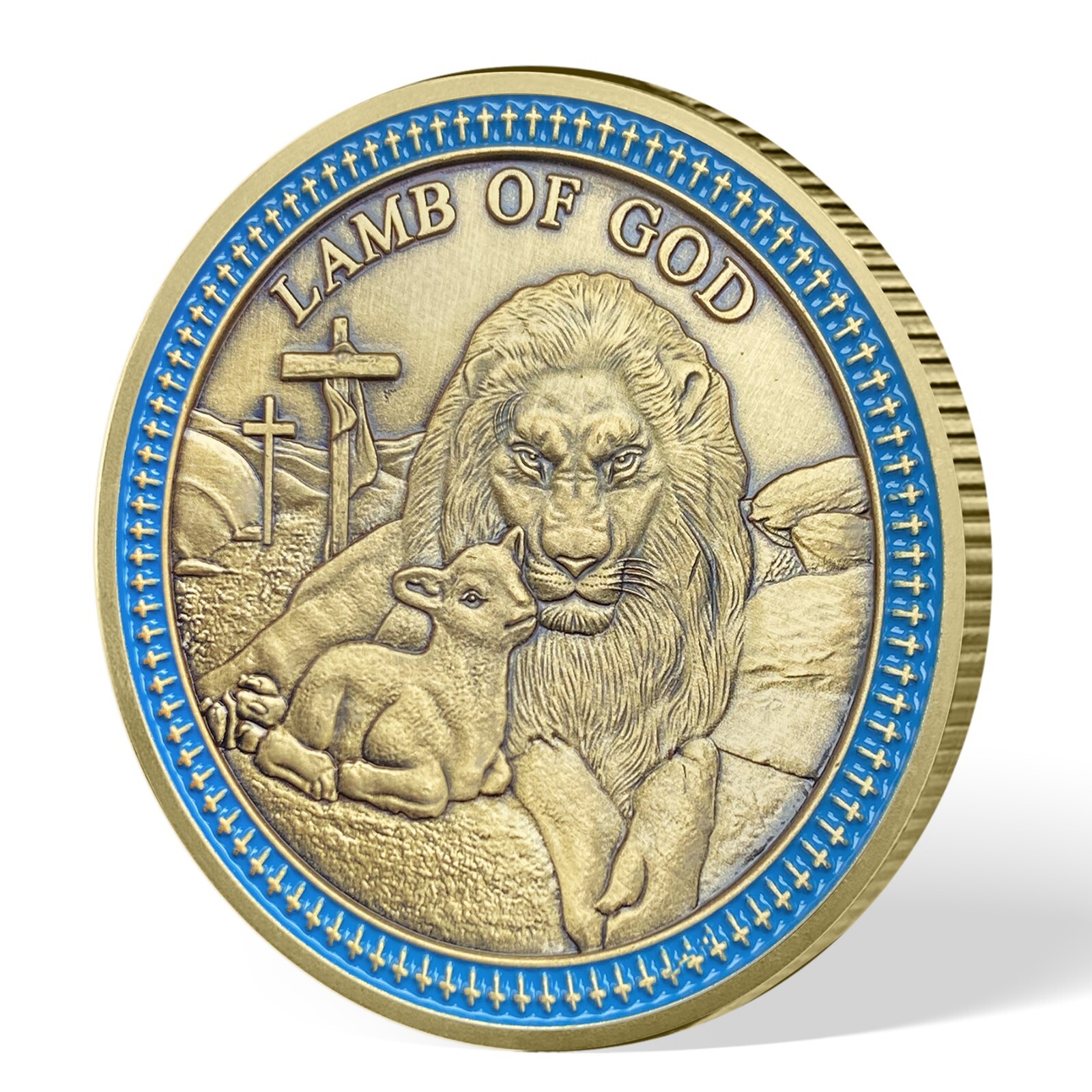 5pcs Lion Of Judah Challenge Coin Inspirational Christian John 1:29 Verse Token