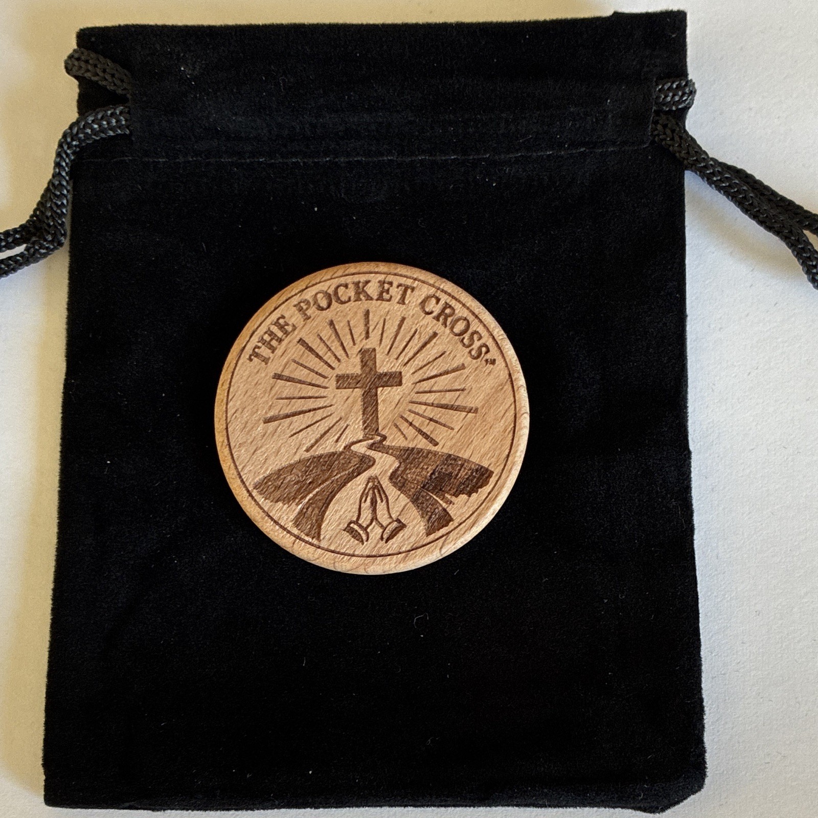 Religious Cross Prayer Faith Token Daily Faith Reminder Christian Gift w/Pouch.