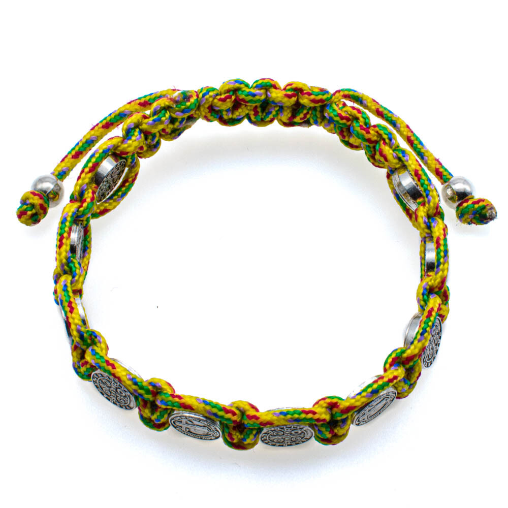 Colorful Adjustable Saint St Benedict Medal Bracelet – 10 Medals for Protection