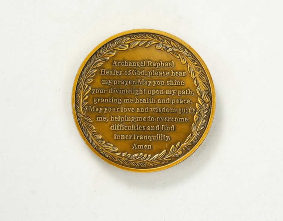 5pcs Archangel Raphael Challenge Coin – God Heals Raphael – Christian Verse Coin