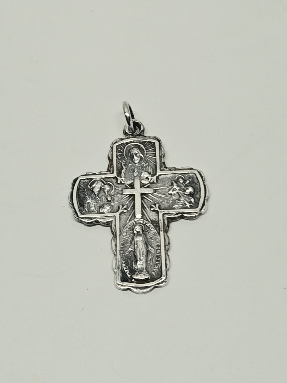 Vintage Sterling Silver 925 4 WAY CROSS Catholic Religious Medal Pendant