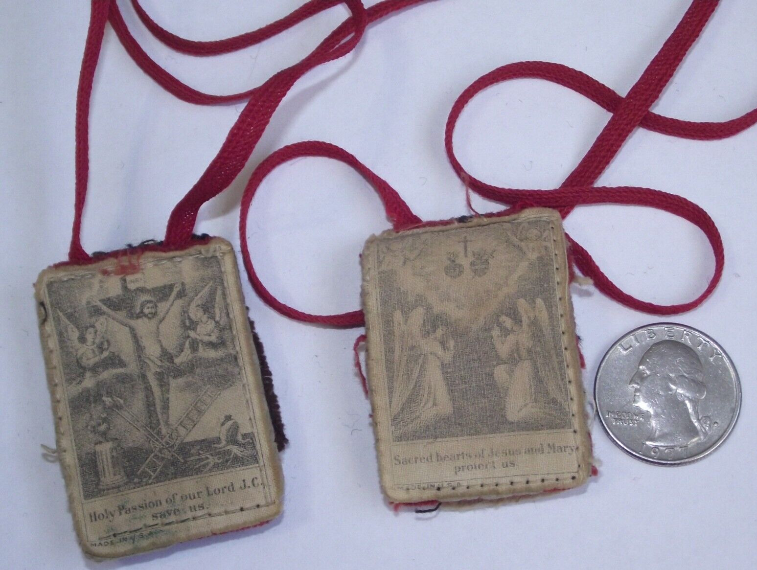 Multi color scapular Holy Passion of Jesus Christ Sacred Hearts Mary save us