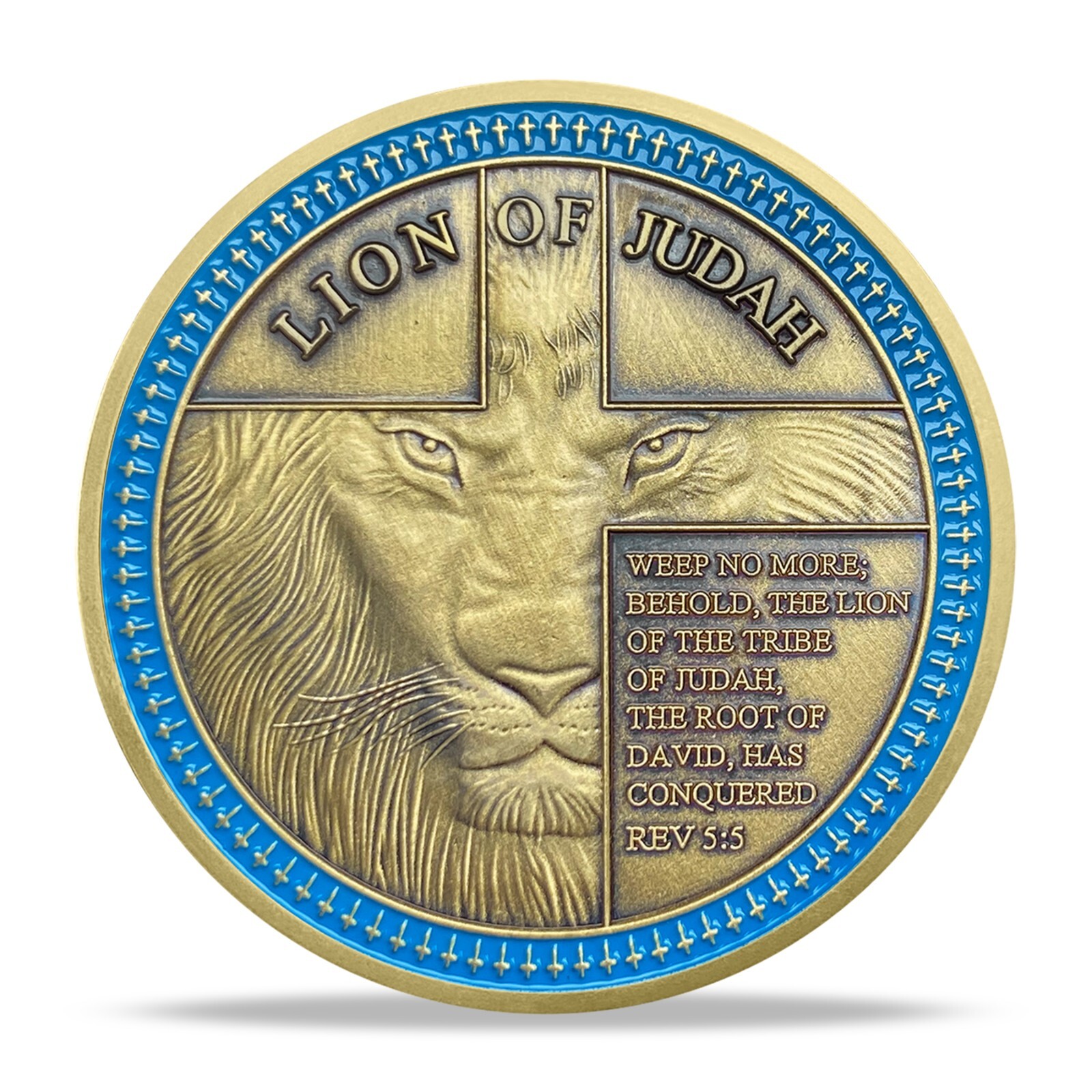 10Pcs Lion of Judah Challenge Coin Joshua 1:9 Verse Christian Inspirational Gift