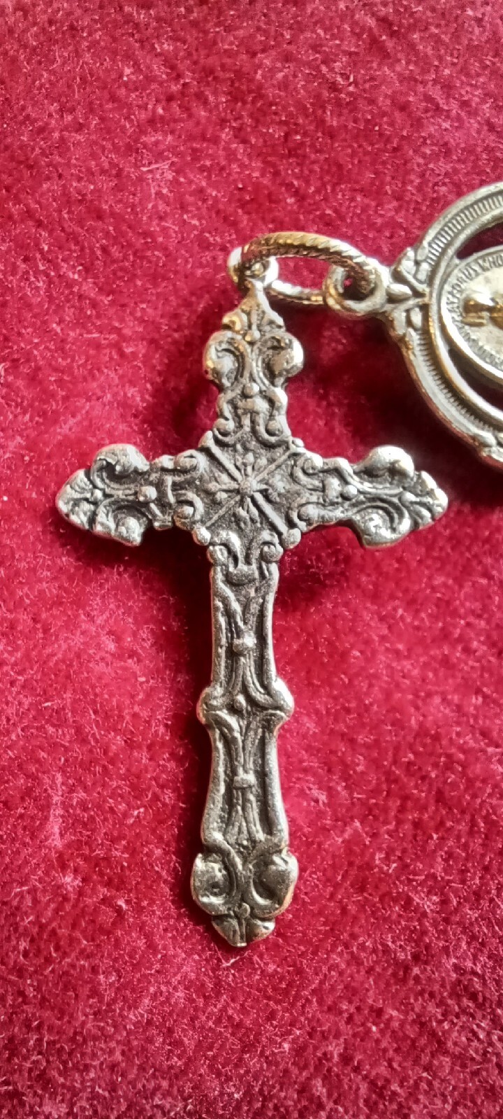 Vintage Sterling Silver Medal Cross Scott Dave Navajo/HMH Blessed Mother Jesus