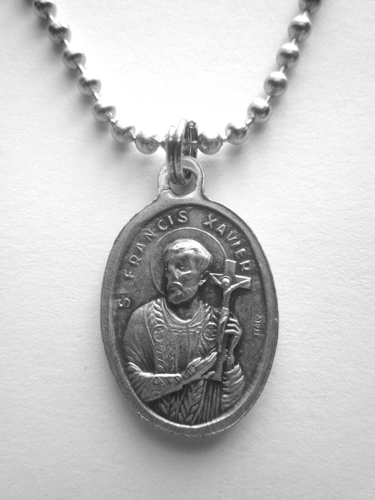 St Frances Cabrini /St Francis Xavier Medal Pendant Necklace 24″ Ball Chain