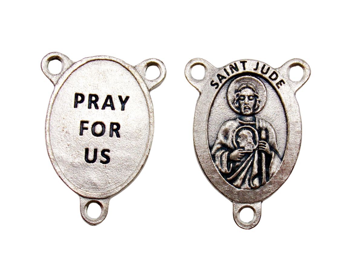 Silver Tone Lot of 3 St Saint Jude Medal Rosary Parts Centerpiece 1 In