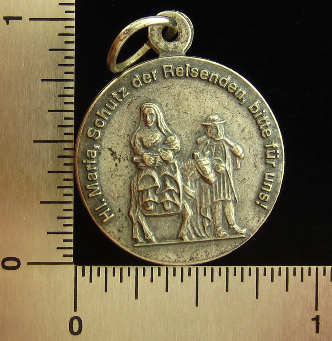 Vintage Holy Family Medal Catholic Jesus Joseph St. Mary Protection of Travelers