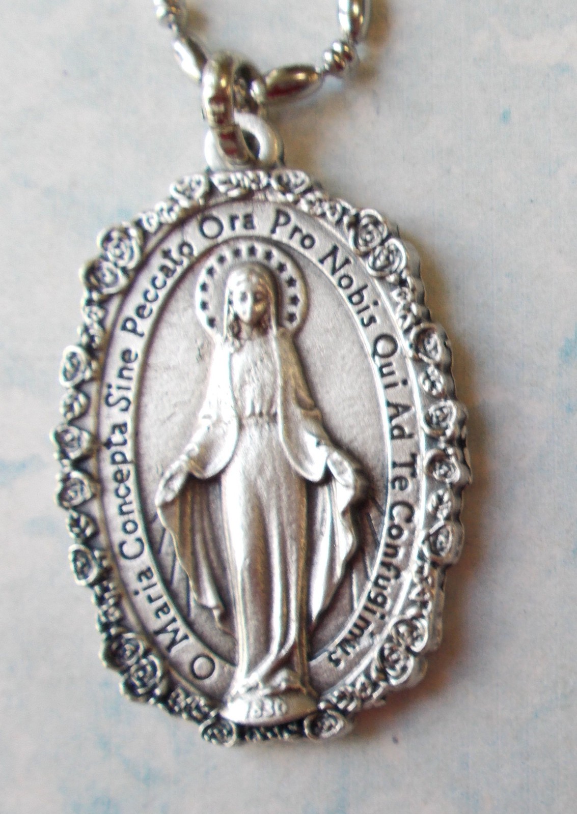 LOVELY Colorful Miraculous Mary Medal~Epoxy~ITALY~ 1″ Pendant~Gift
